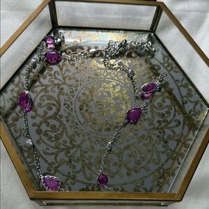 Cleo Silver Necklace with Purple Accents